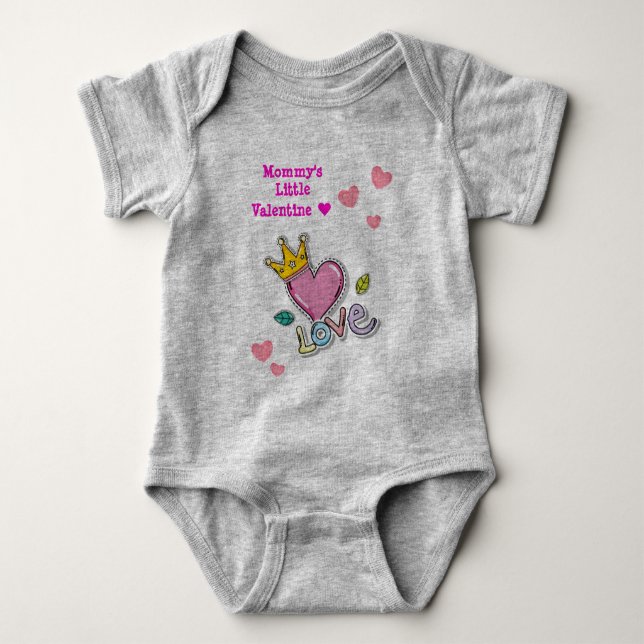 Customized LOVE - MOMMY'S LITTLE VALENTINE ♥ Cute Baby Bodysuit (Front)