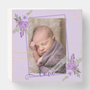 Customized Love Photo Violet Purple Lavender Wooden Box Sign
