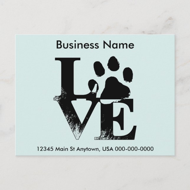 Customized LOVE Puppy Dog Paw Print Postcard (Front)