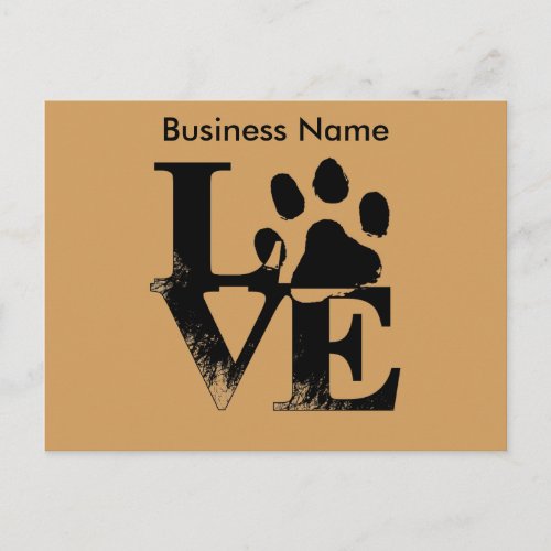 Customized LOVE Puppy Dog Paw Print Tan Background Postcard