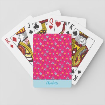 Customized Lovely Summerflowers Pink Yellow Blue   Playing Cards by DesignByLang at Zazzle