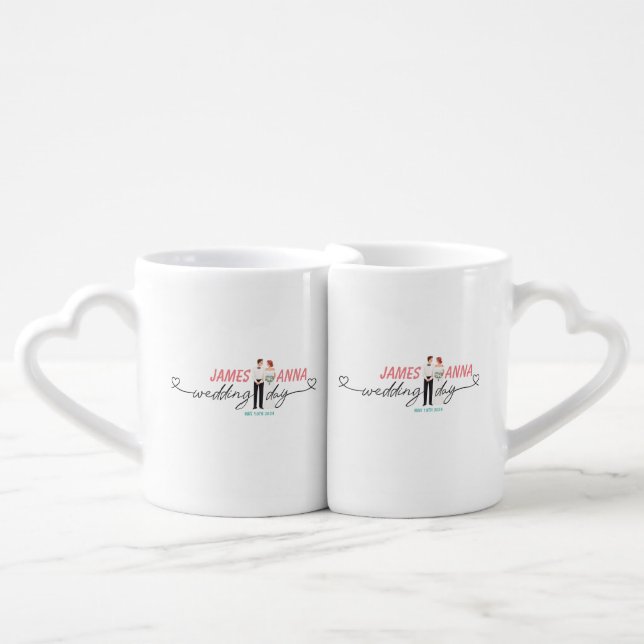Customized Lovely Wedding Couple Mg cups (Front Nesting)