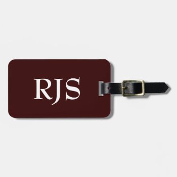 Customized Luggage Tag  Monogram  Brown & White Luggage Tag by PicturesByDesign at Zazzle