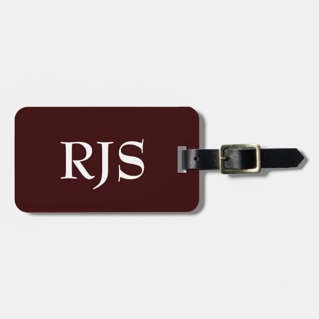 Customized Luggage Tag, Monogram, Brown & White Tag (Front Horizontal)