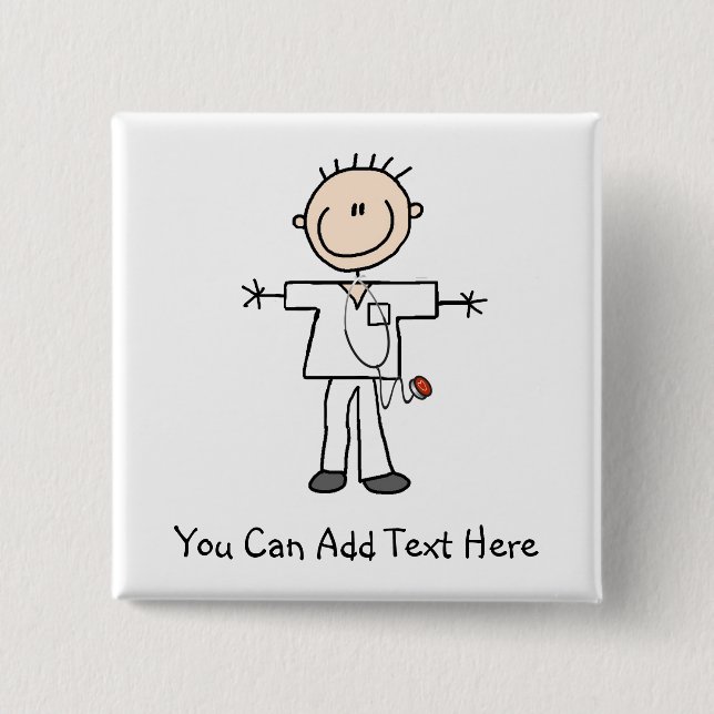 Customized Male Stick Figure Nurse Button (Front)
