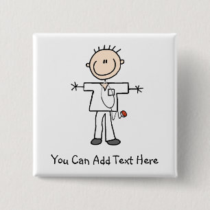 Customized Male Stick Figure Nurse Button