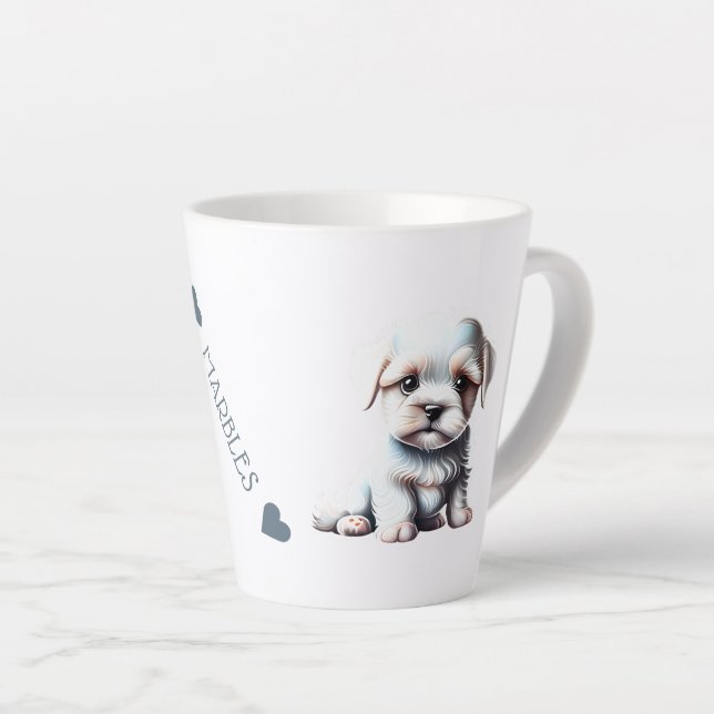 Customized Maltese Puppy Dog Name Your Text Latte Latte Mug (Right Angle)