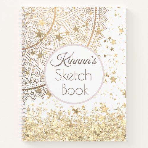 Customized Mandala with Gold Stars Sketch Book