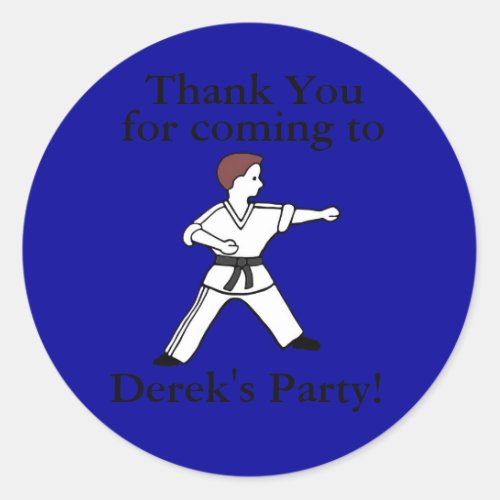 Customized Martial Arts birthday party stickers