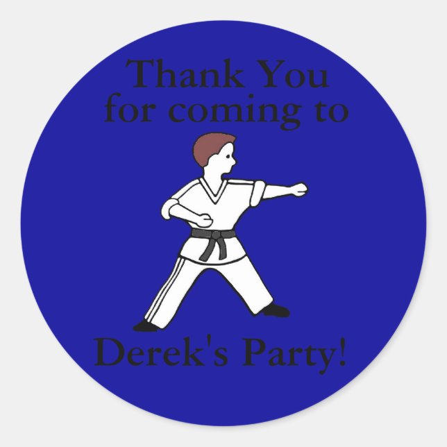 Customized Martial Arts birthday party stickers (Front)