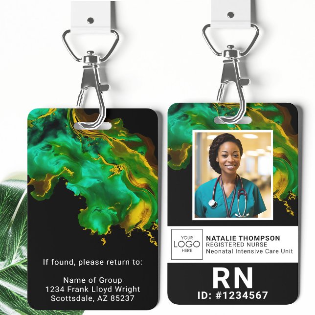 Customized Medical Employee Green Lanyard Photo ID Badge (Creator Uploaded)