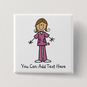 Customized Medium Skin Stick Figure Nurse Button