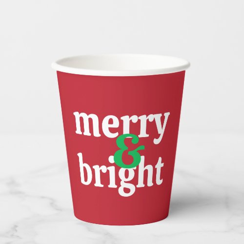Customized Merry  Bright Christmas Paper Cup
