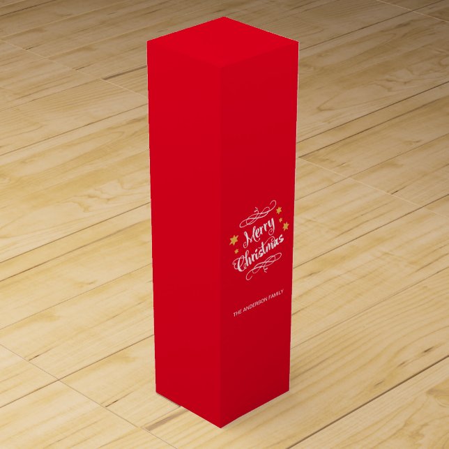 Customized "Merry Christmas" Typography Wine Gift Box (Front)