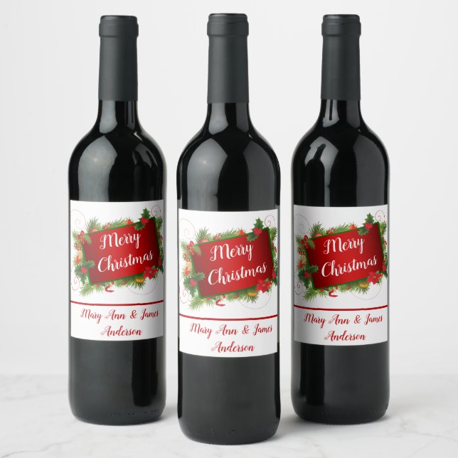 Customized Merry Christmas Wine Label (Bottles)