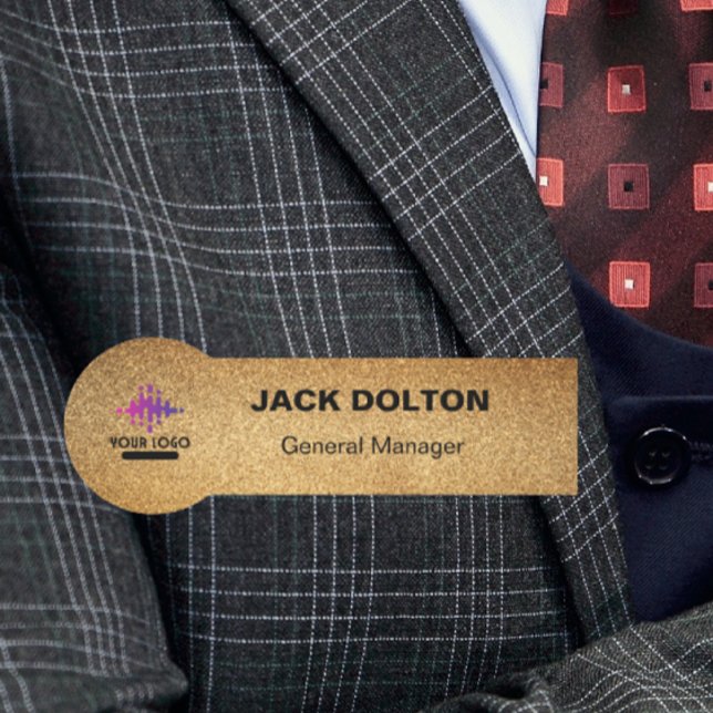 Customized Metallic Name Tag for Staff with Logo (Creator Uploaded)