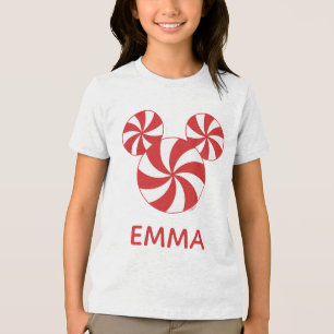 Customized Mickey Mouse Peppermint Christmas Tri-Blend Shirt