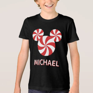 Customized Mickey Mouse Peppermint Christmas Tri-Blend Shirt