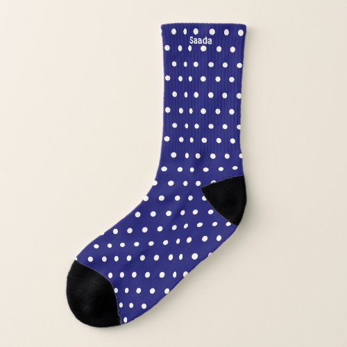 Customized _ Midnight Blue and Ivory Polka Dots _ Socks