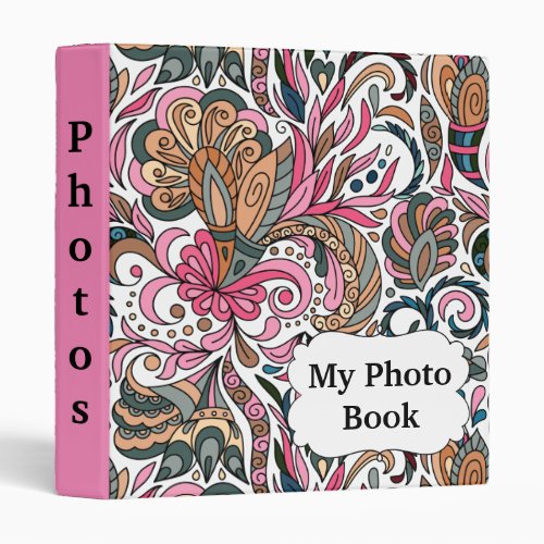 Customized Modern Abstract Floral 3 Ring Binder