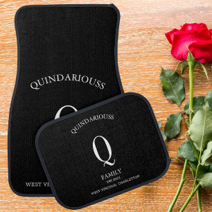 Customized Modern Black And White Family Name Gift Car Floor Mat