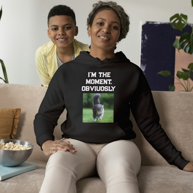 Customized Modern Black White Text And Pet Photo  Hoodie (Creator Uploaded)