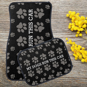 Customized Modern Elegant Grey Paw Print Charcoal Car Floor Mat