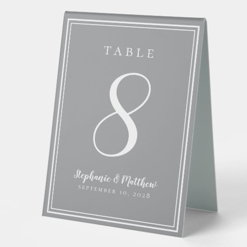 Customized Modern Gray Wedding Table Number Simple Table Tent Sign