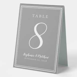 Customized Modern Gray Wedding Table Number Simple Tent