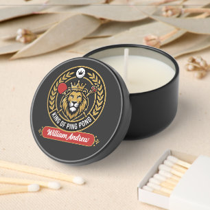Customized Modern king Of Ping Pong Name Mini Candle Favors