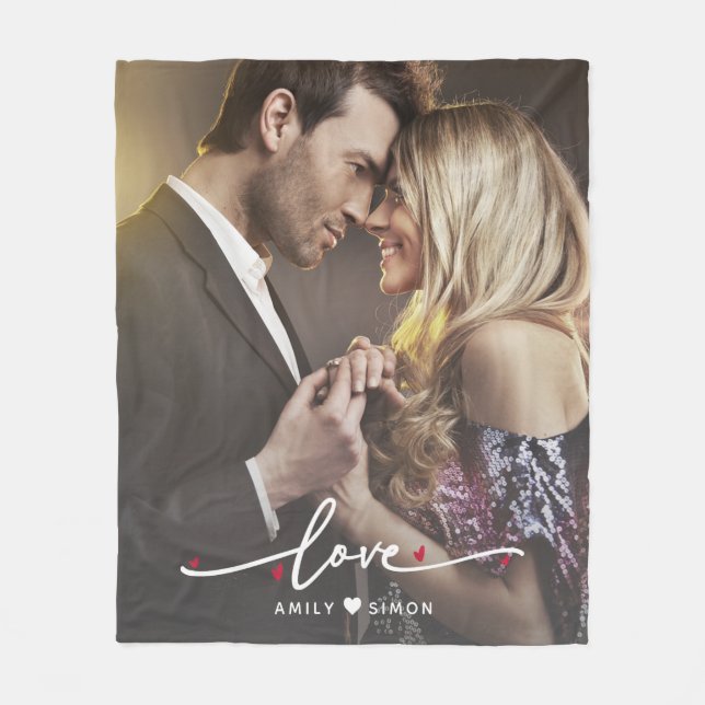 Customized Modern Love Minimal 1 Photo Blanket (Front)