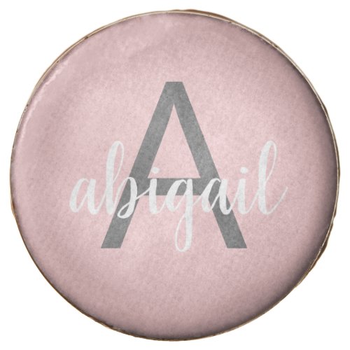 Customized Modern Monogram Name Blush Pink Girly Chocolate Covered Oreo