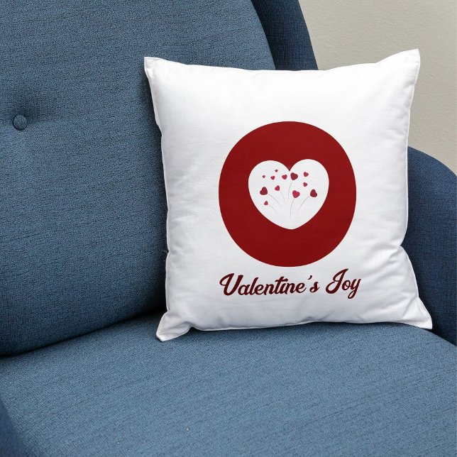 Customized Modern Script Red Heart Valentine's Day Throw Pillow (Creator Uploaded)