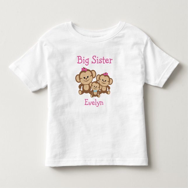Customized Monkeys Big Sister Toddler T-shirt (Front)