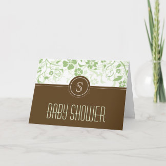 Customized Monogram Baby Shower Invitation Green
