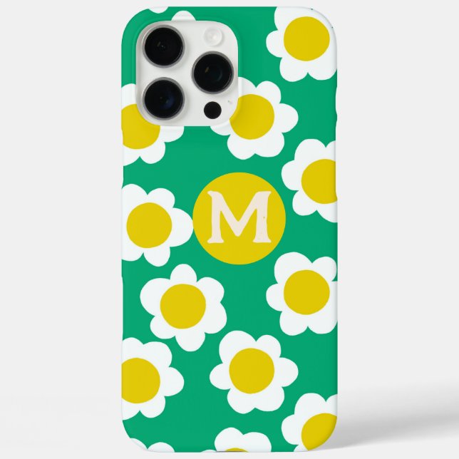 Customized Monogram Hand-drawn Daisy flowers Case-Mate iPhone Case (Back)