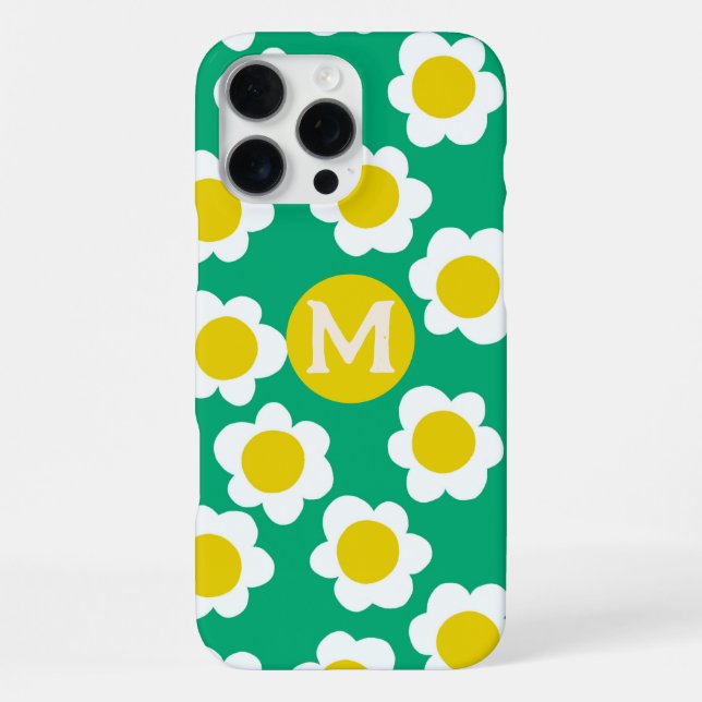 Customized Monogram Hand-drawn Daisy flowers Iphone Case (Back)