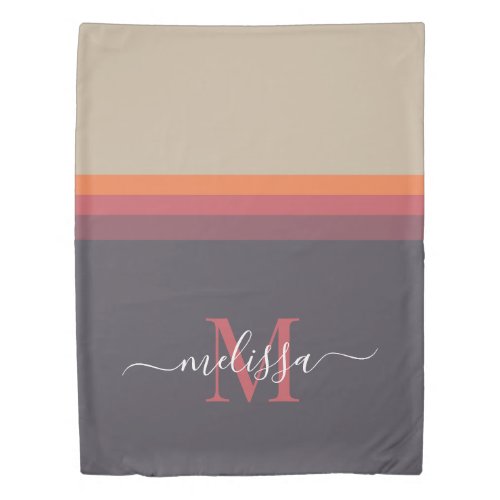 Customized Monogram Initials with Color Block For Duvet Cover