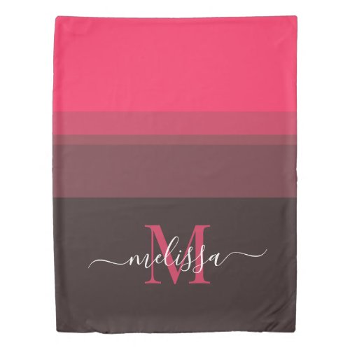 Customized Monogram Initials with Color Block For Duvet Cover