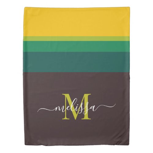 Customized Monogram Initials with Color Block For  Duvet Cover