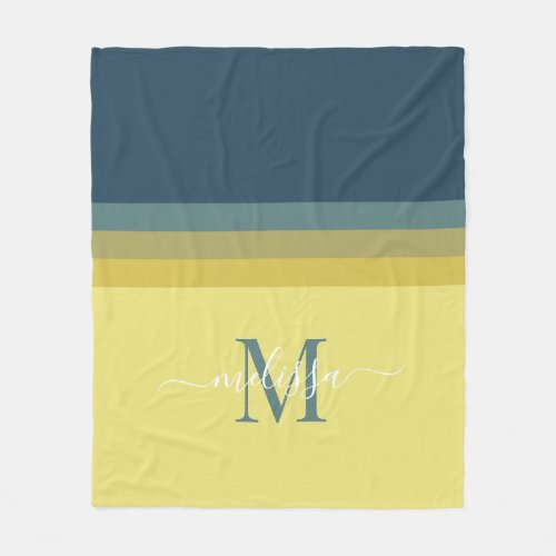 Customized Monogram Initials with Color Block For Fleece Blanket