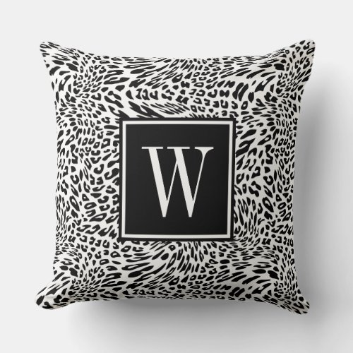 Customized Monogram Leopard Print Throw Pillow