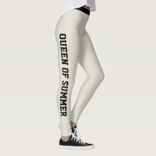 Customized Monogram Name Classy Oatmeal Cute Black Leggings