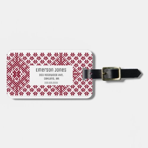 Customized Monogram Nordic Baltic Latvian Pattern Luggage Tag