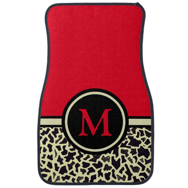 Customized Monogram Red Leopard Car Mats (Front)