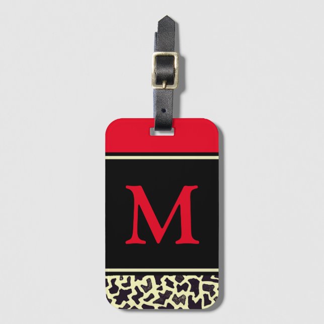 Customized Monogram Red Leopard Luggage Tag (Front Vertical)