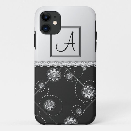 Customized Monogram Silver and Black