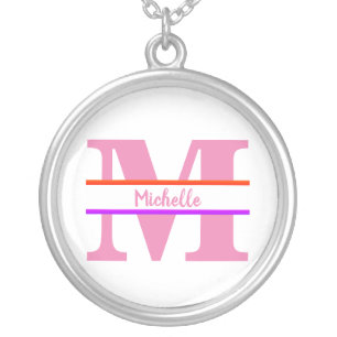 Customized monogram silver plated necklace