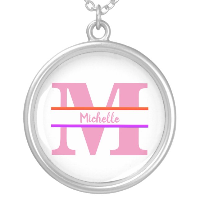 Customized monogram silver plated necklace (Front)