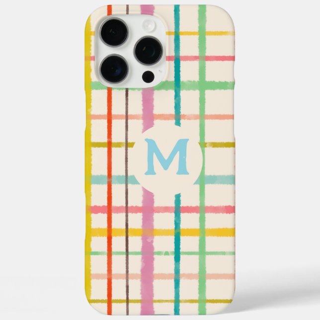 Customized Monogram Watercolor Grid Case-Mate iPhone Case (Back)